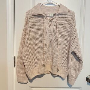 Elegant Women’s Sequin Joie Cream Knit Sweater XL